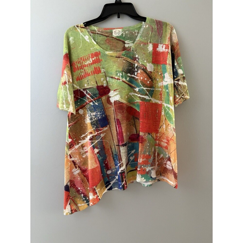 Et Lois Watercolor Paint Splat Top Size S Asymmetric Artsy Abstract Art to Wear